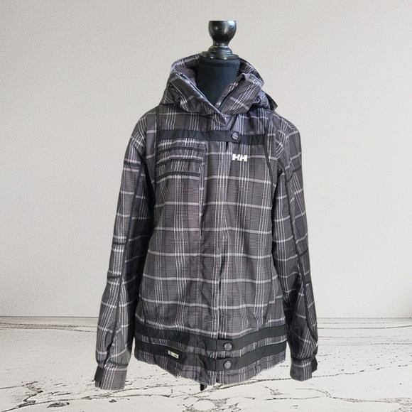 Helly Hansen Womans Gray Checkered Ski Jacket Size Med - Picture 1 of 12